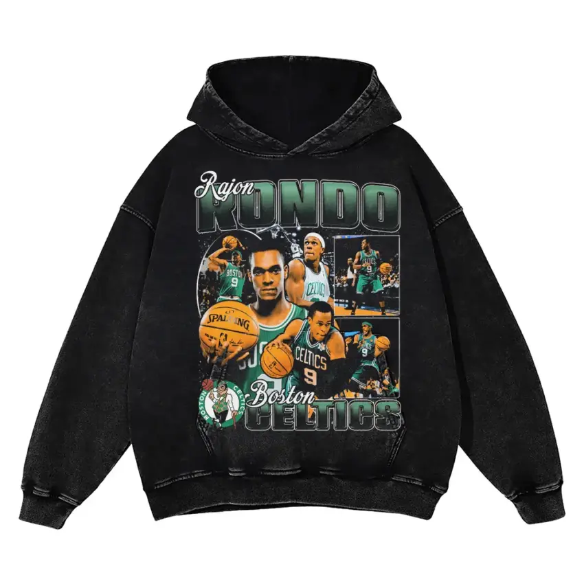 Rajon Rondo Boston Celtics Playmaker Aicd Wash Oversized Hoodie