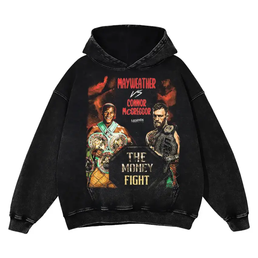 The Money Fight Mayweather Vs McGregor Aicd Wash Oversized Hoodie