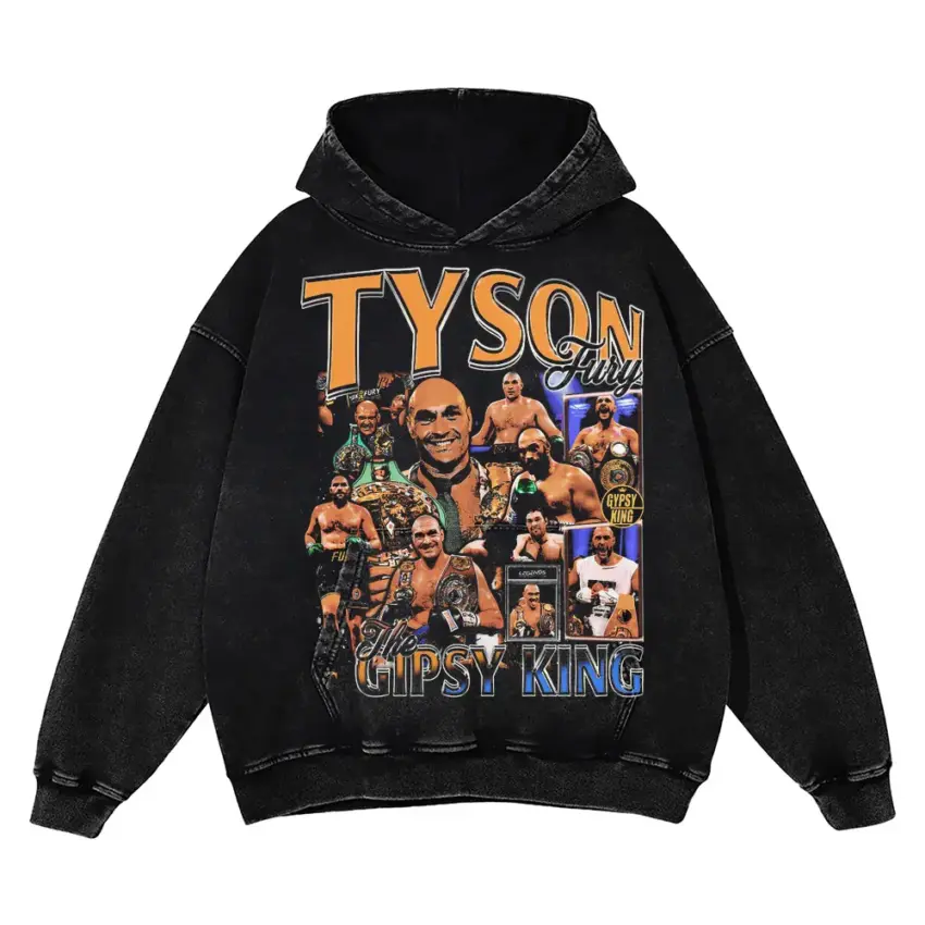 Tyson The Gypsy King Fury Aicd Wash Oversized Hoodie