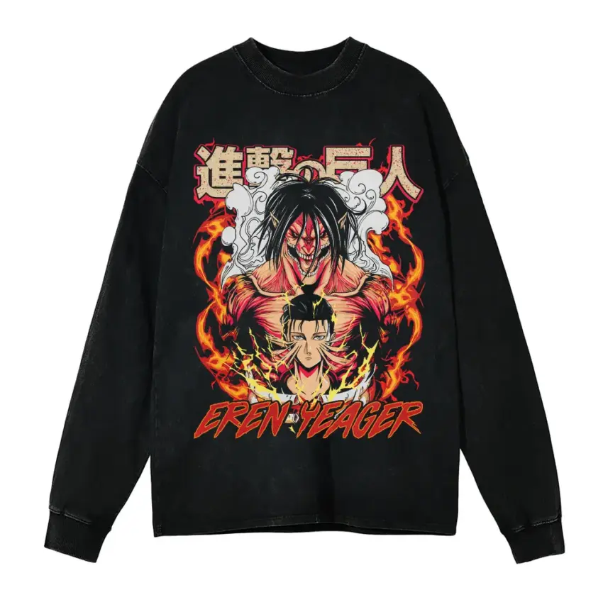 The Final Titan Aicd Wash Oversized Long Sleeve Shirt