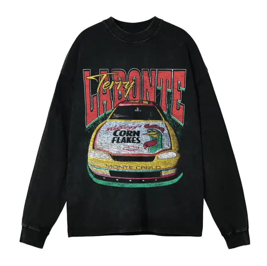 Labonte Corn Flakes Classic Aicd Wash Oversized Long Sleeve Shirt