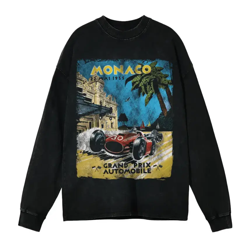 Monaco Grand Prix Classique Aicd Wash Oversized Long Sleeve Shirt
