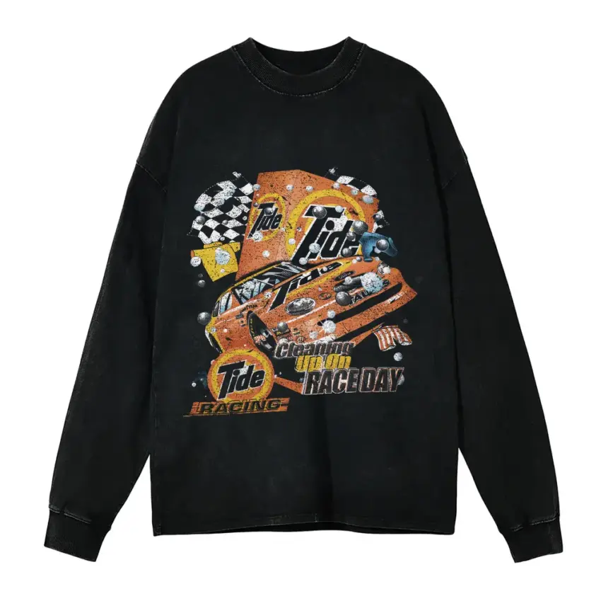 Tide Racing Raceway Aicd Wash Oversized Long Sleeve Shirt