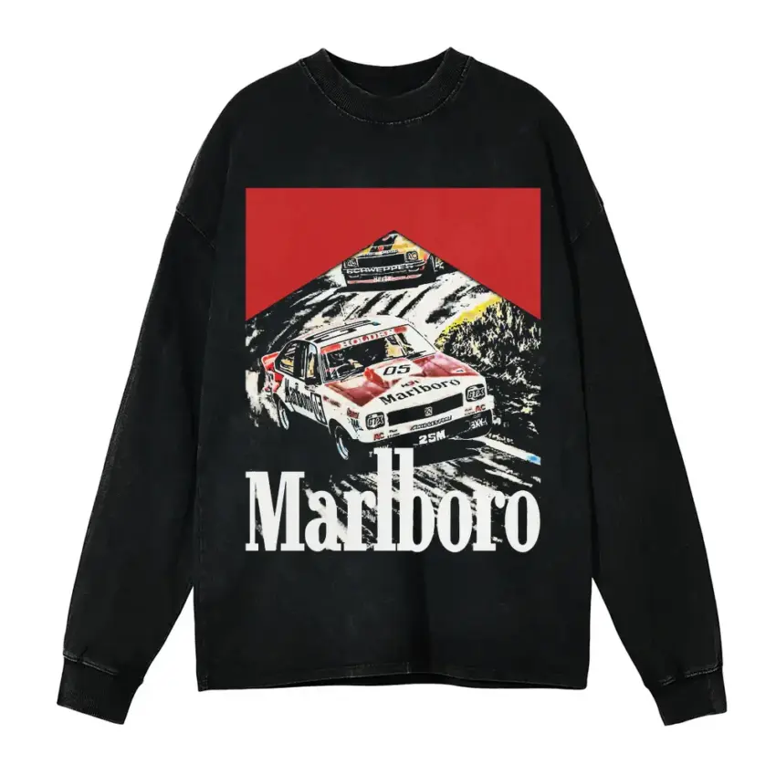Marlboro Racing Champion Aicd Wash Oversized Long Sleeve Shirt