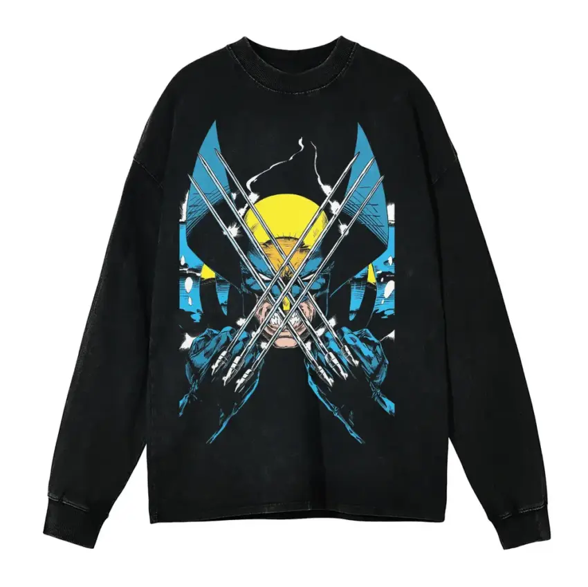 Adamantium Unleashed Aicd Wash Oversized Long Sleeve Shirt