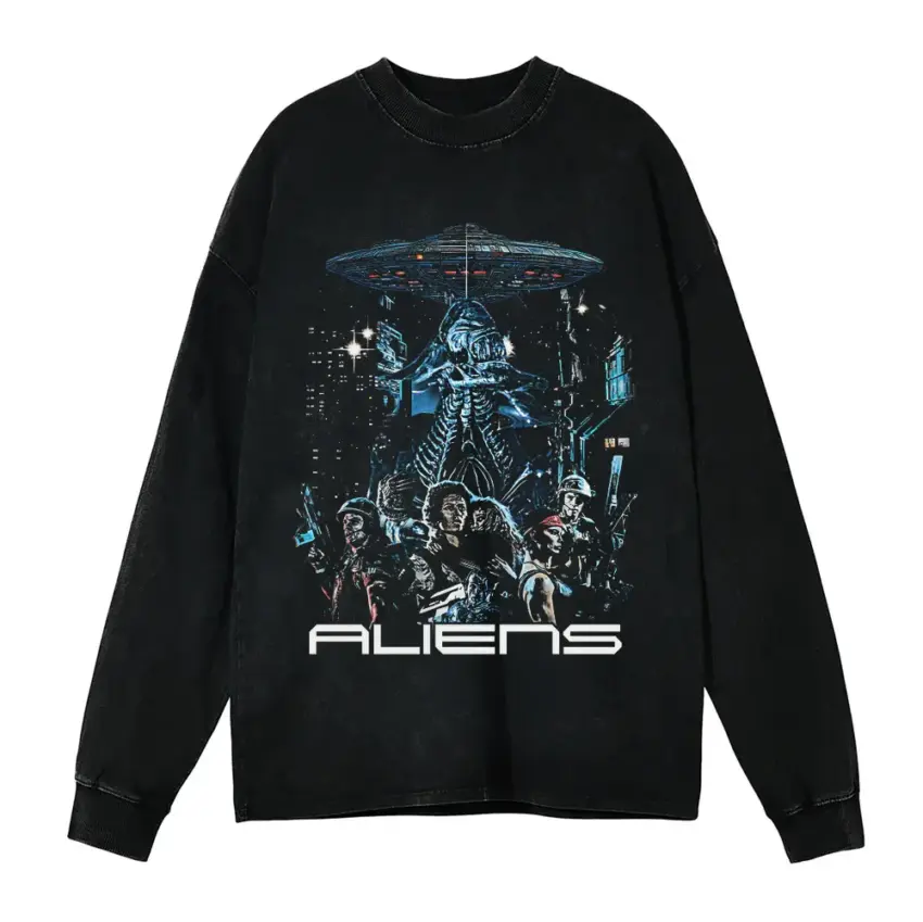 Game Over Man Aicd Wash Oversized Long Sleeve Shirt