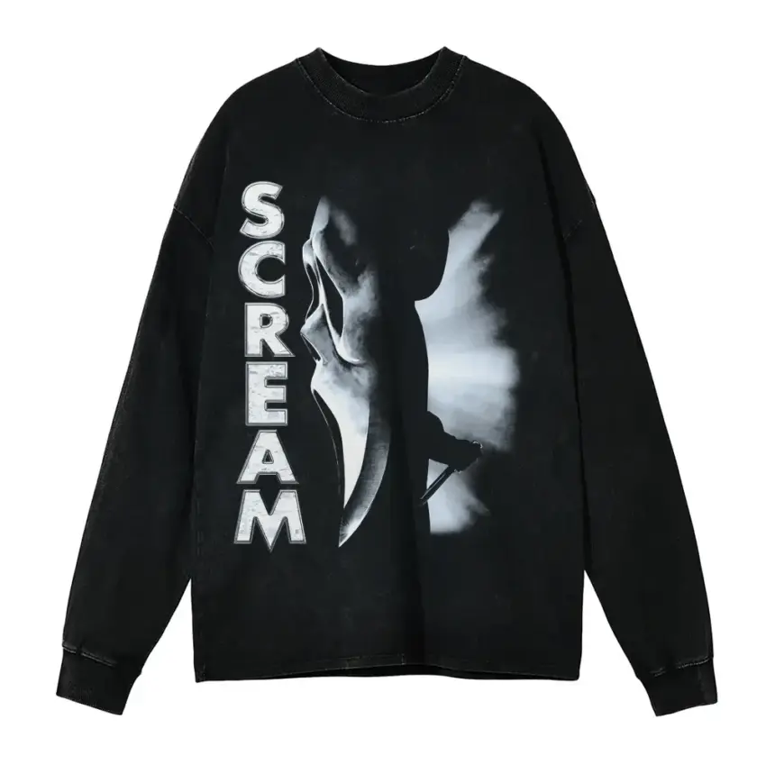 The Call Is Coming From Inside The House Aicd Wash Oversized Long Sleeve Shirt