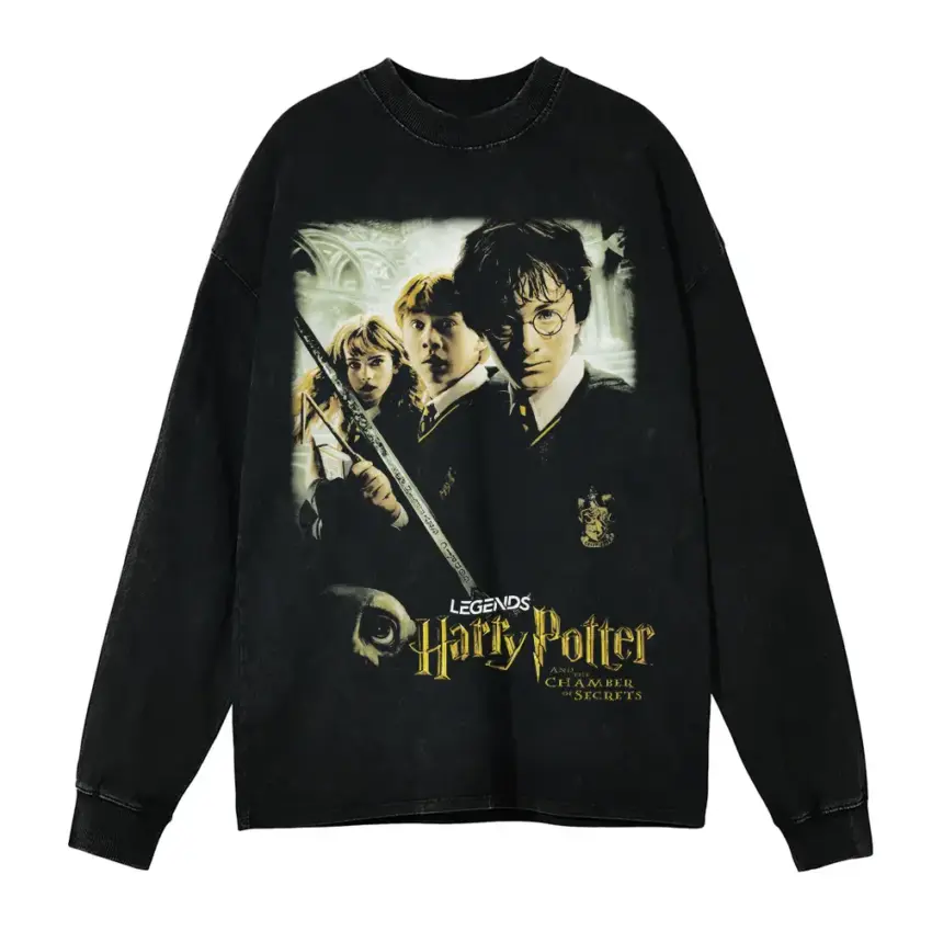 The Deathly Hallows Aicd Wash Oversized Long Sleeve Shirt