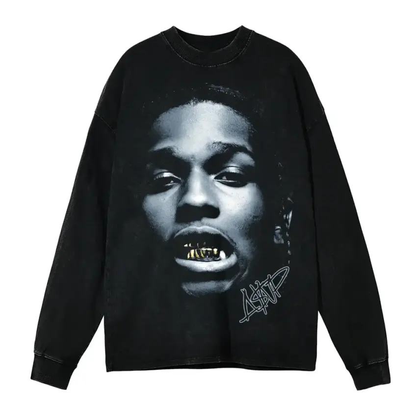 ASAP Forever Aicd Wash Oversized Long Sleeve Shirt