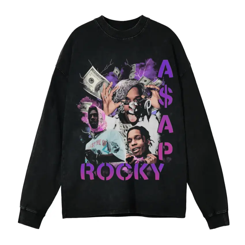 ASAP Rocky Vibrance Aicd Wash Oversized Long Sleeve Shirt