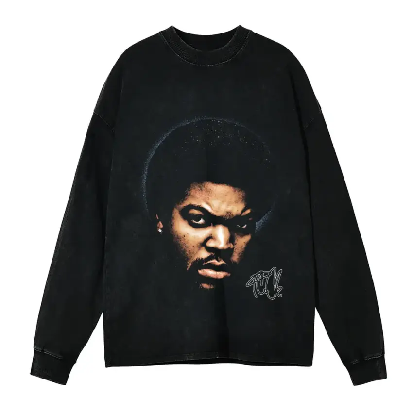 Amerikkkas Most Wanted Aicd Wash Oversized Long Sleeve Shirt