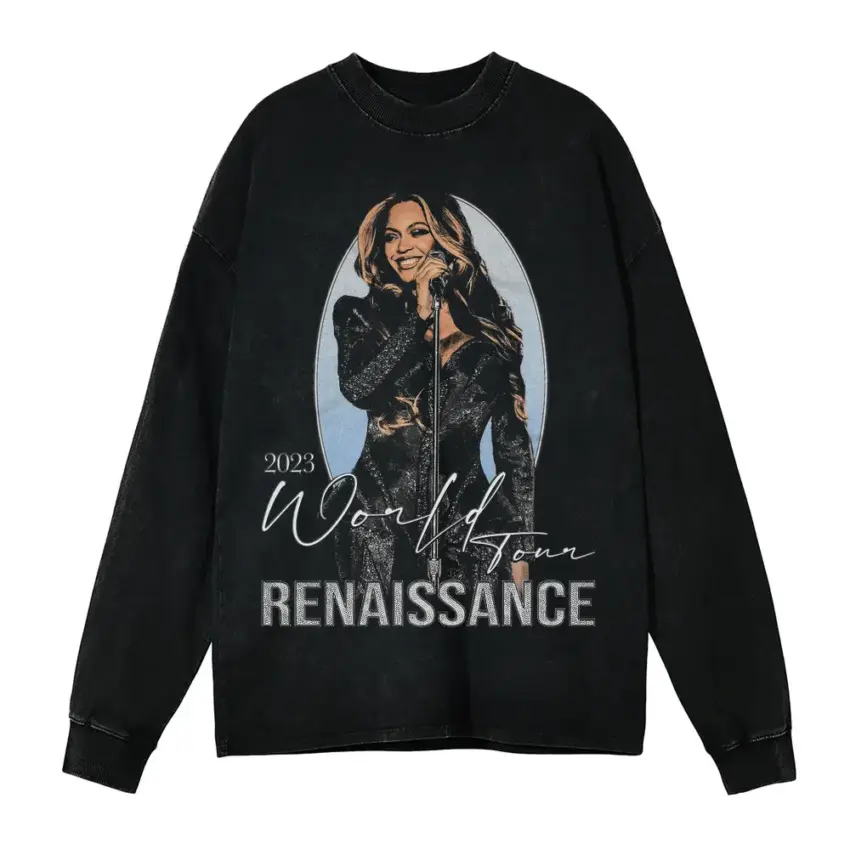 Beyonce Renaissance World Tour Aicd Wash Oversized Long Sleeve Shirt