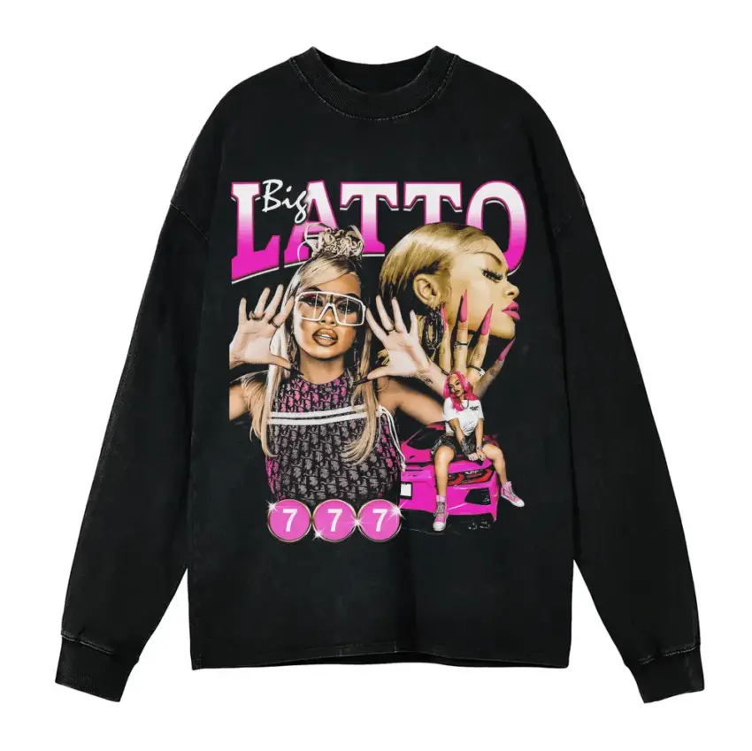 Big Latto Energy Aicd Wash Oversized Long Sleeve Shirt