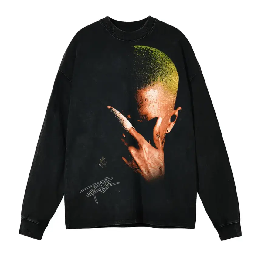 Blonde Vision Aicd Wash Oversized Long Sleeve Shirt