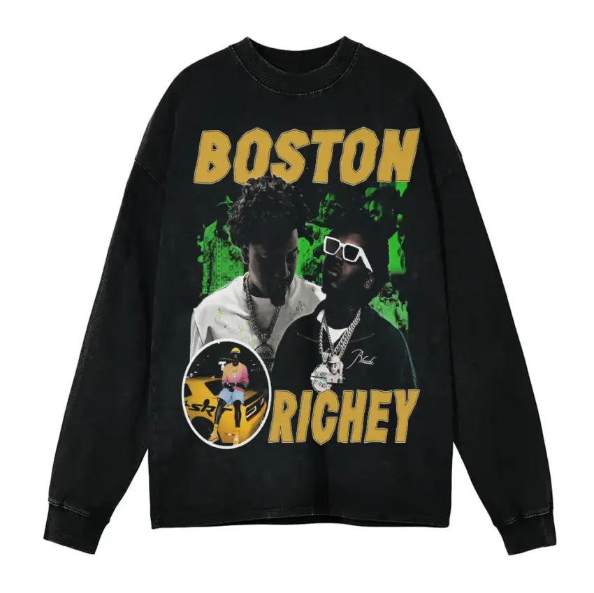Boston Richey On The Map Aicd Wash Oversized Long Sleeve Shirt