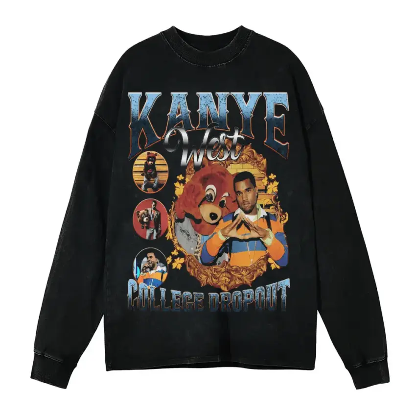 College Dropout Vibrance Aicd Wash Oversized Long Sleeve Shirt