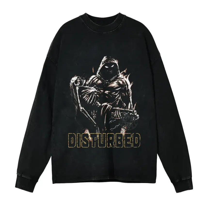 Disturbed Indestructible Aicd Wash Oversized Long Sleeve Shirt
