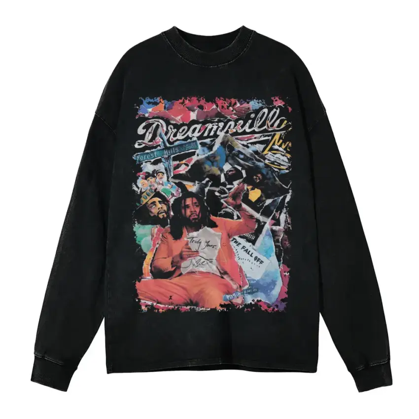 Dreamville Revenge Of The Dreamers Aicd Wash Oversized Long Sleeve Shirt