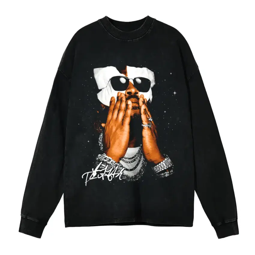 Drip Or Drown Aicd Wash Oversized Long Sleeve Shirt