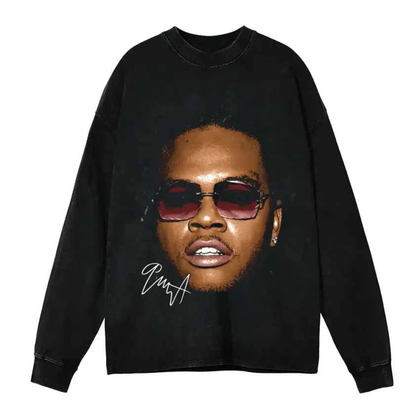 Drip Season Aicd Wash Oversized Long Sleeve Shirt