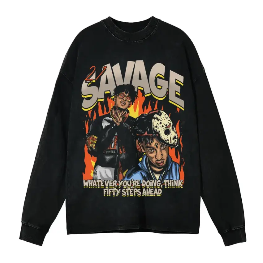 Fifty Steps Ahead Aicd Wash Oversized Long Sleeve Shirt