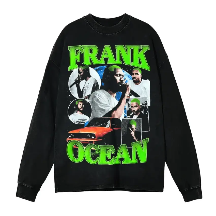 Frank Ocean Blonde Nostalgia Aicd Wash Oversized Long Sleeve Shirt