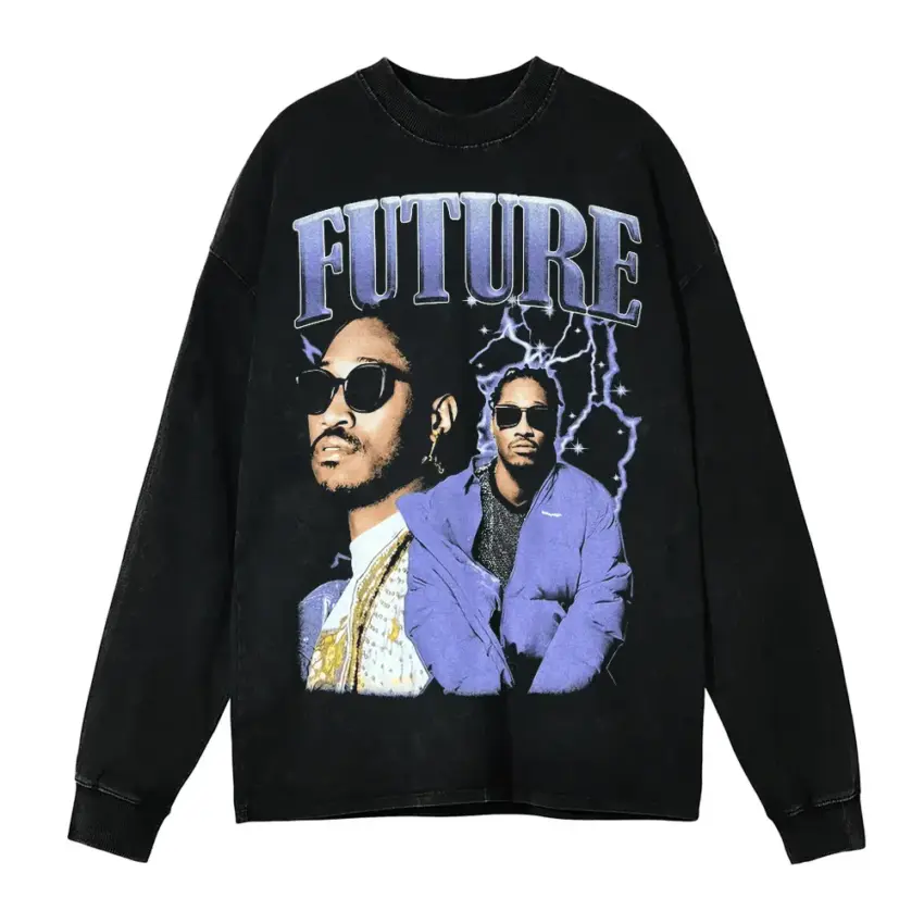 Future Suit And Tie Aicd Wash Oversized Long Sleeve Shirt