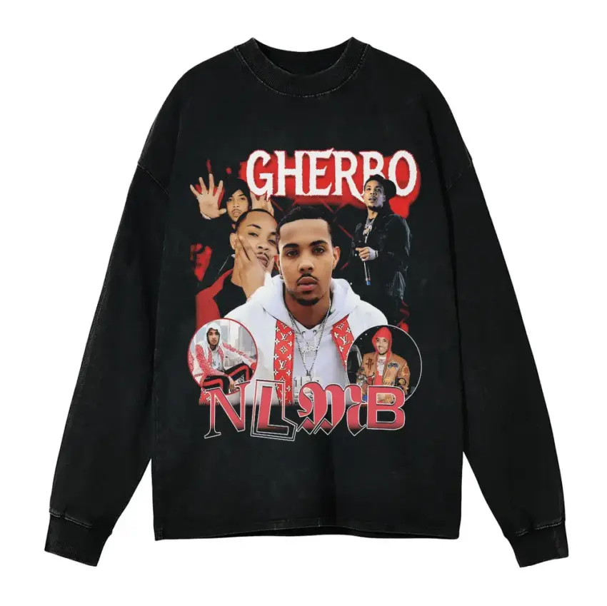 G Herbo NLMB Aicd Wash Oversized Long Sleeve Shirt