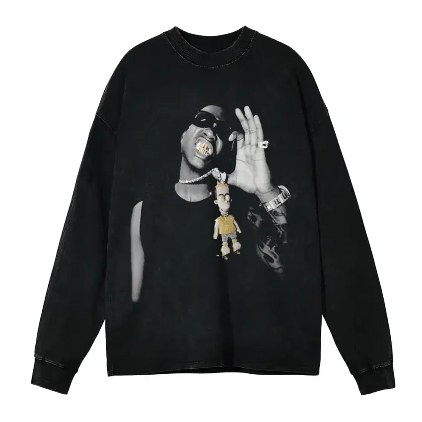 Gunna Drip Or Drown Aicd Wash Oversized Long Sleeve Shirt