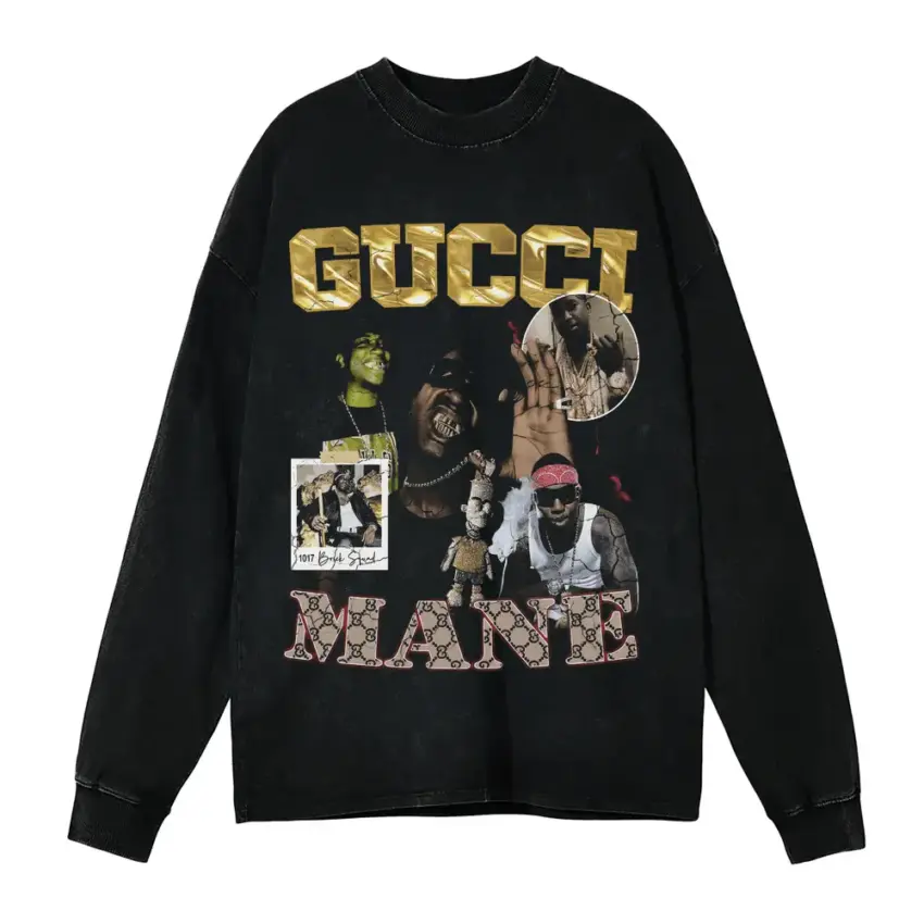 Guwop King Of The Trap Aicd Wash Oversized Long Sleeve Shirt