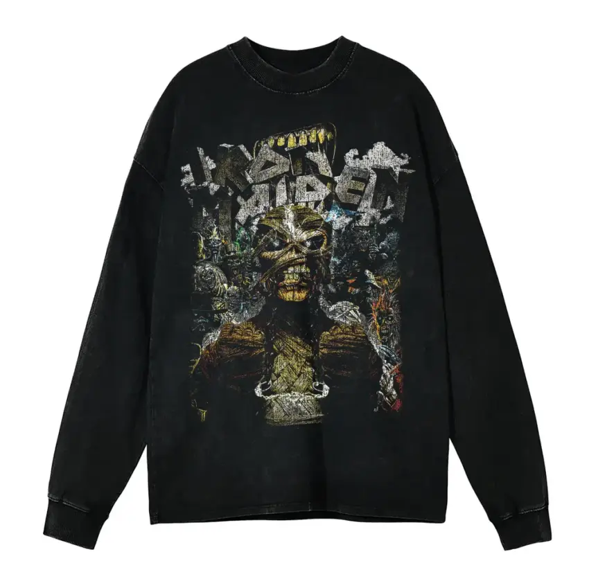 Hip Hop Legends Aicd Wash Oversized Long Sleeve Shirt