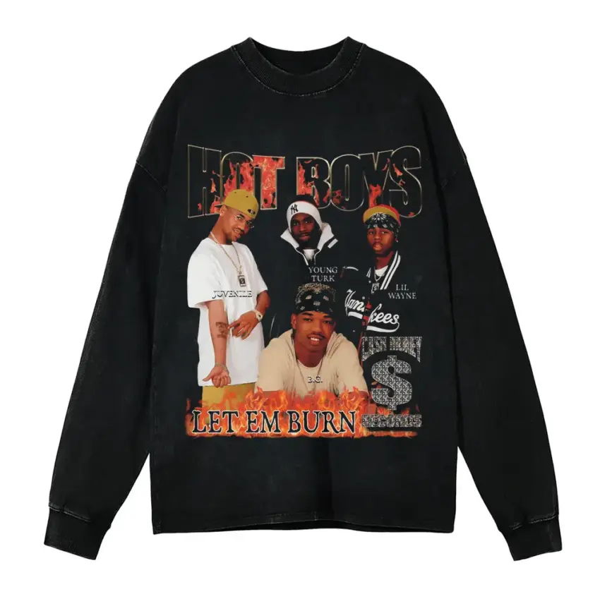 Hot Boys Get It How U Live Aicd Wash Oversized Long Sleeve Shirt