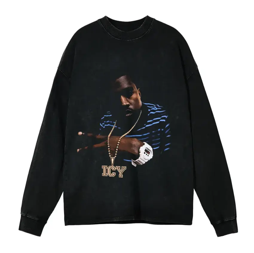 Icy Mane Aicd Wash Oversized Long Sleeve Shirt