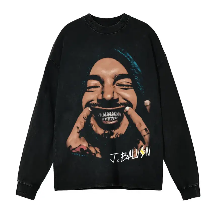 J Balvin Colores Vibras Aicd Wash Oversized Long Sleeve Shirt