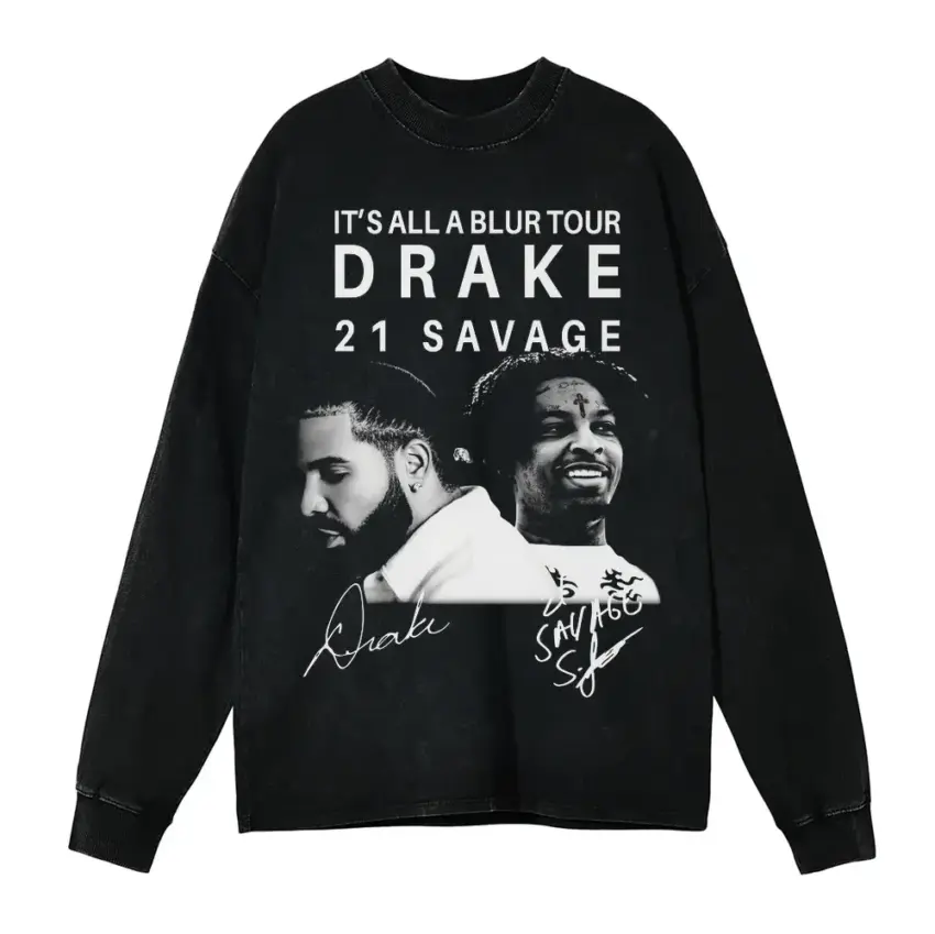 Its All A Blur Tour Aicd Wash Oversized Long Sleeve Shirt