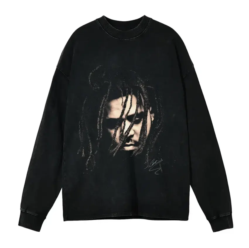 J Cole KOD Aicd Wash Oversized Long Sleeve Shirt