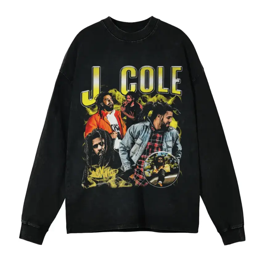 J Cole Forest Hills Drive Aicd Wash Oversized Long Sleeve Shirt