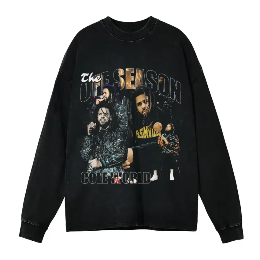 J Cole The Off Season 2 Aicd Wash Oversized Long Sleeve Shirt
