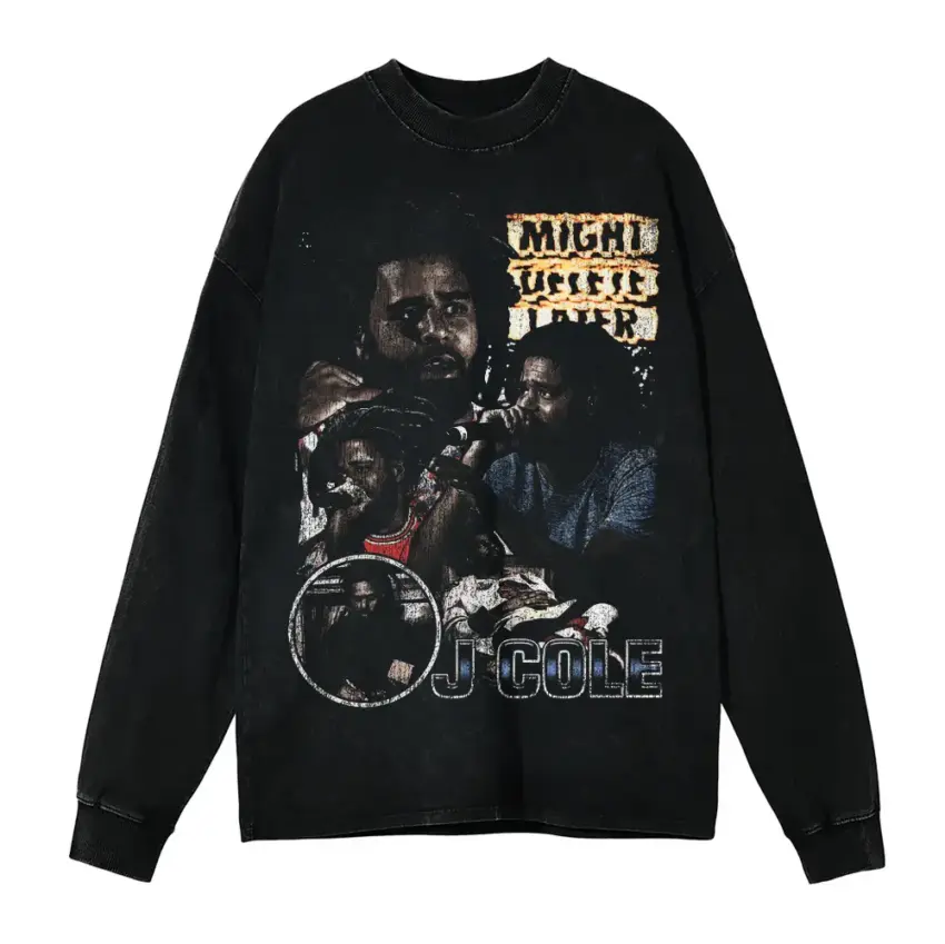 J Cole Might Delete Later Aicd Wash Oversized Long Sleeve Shirt