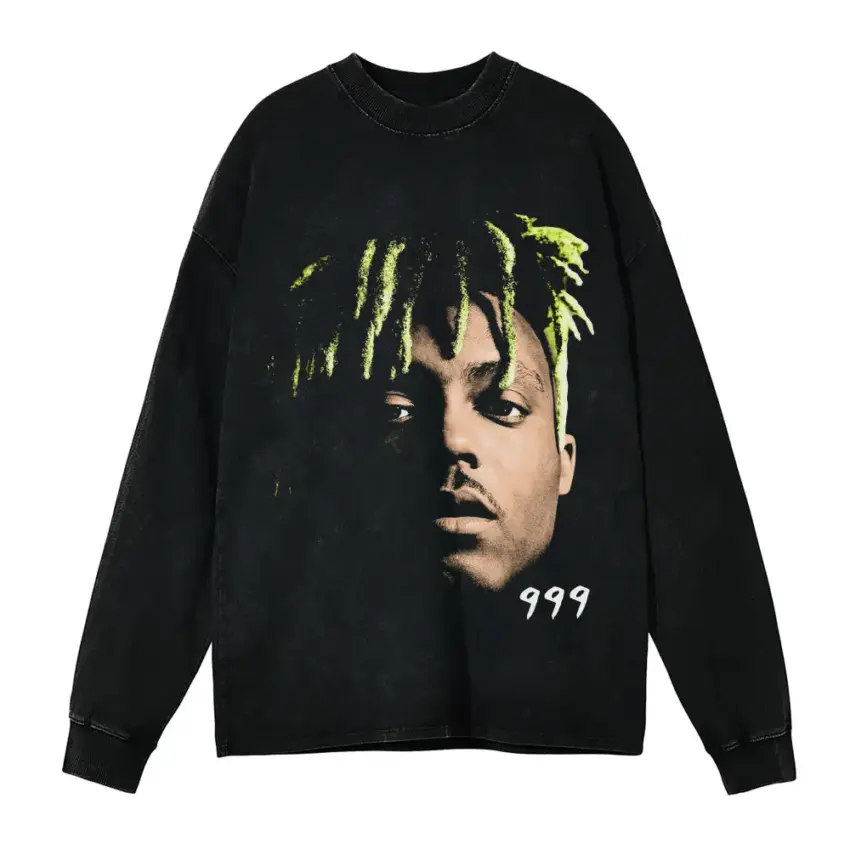 Juice WRLD 999 Portrait Aicd Wash Oversized Long Sleeve Shirt