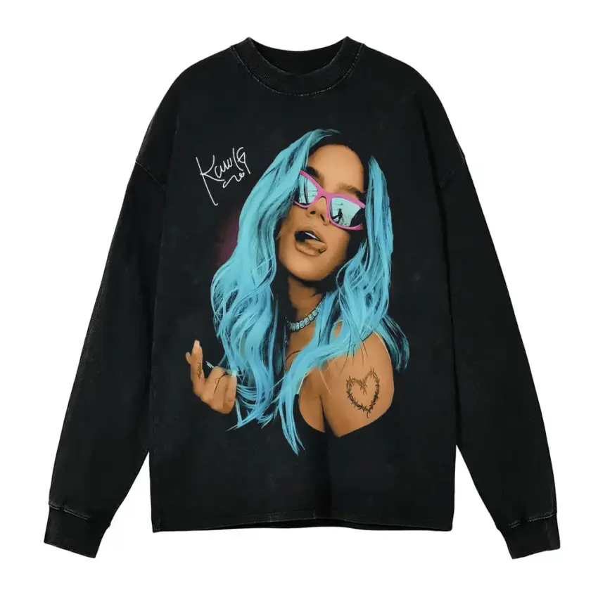 Karol G Bichota Season Aicd Wash Oversized Long Sleeve Shirt