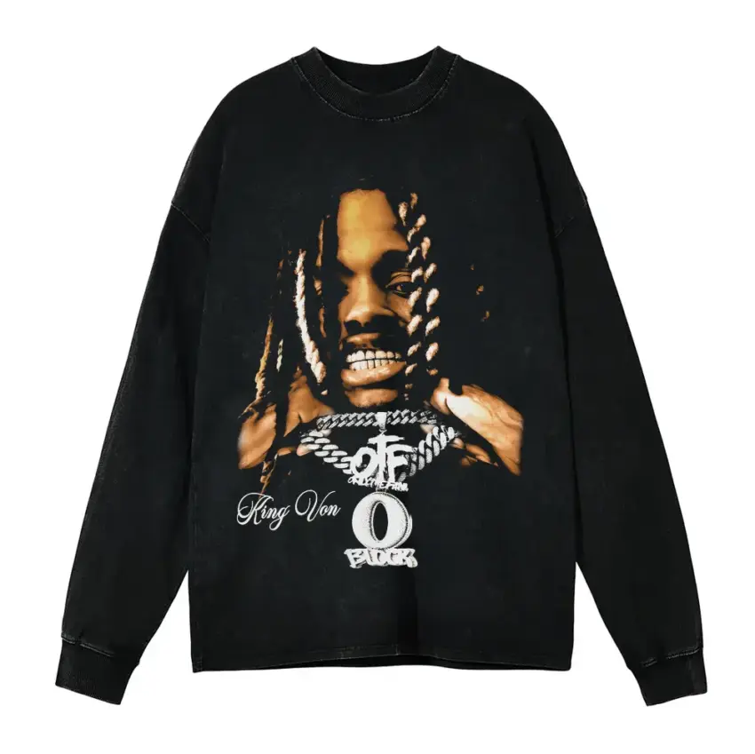 Key Glock Play For Keeps Aicd Wash Oversized Long Sleeve Shirt