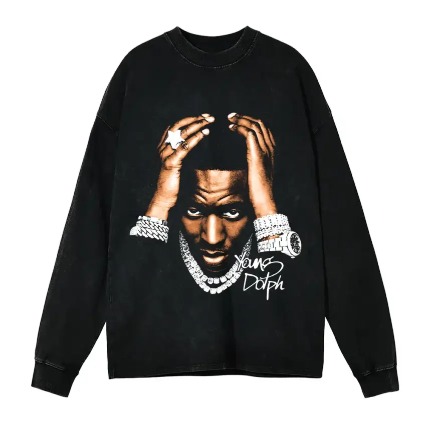 King Of Memphis Aicd Wash Oversized Long Sleeve Shirt