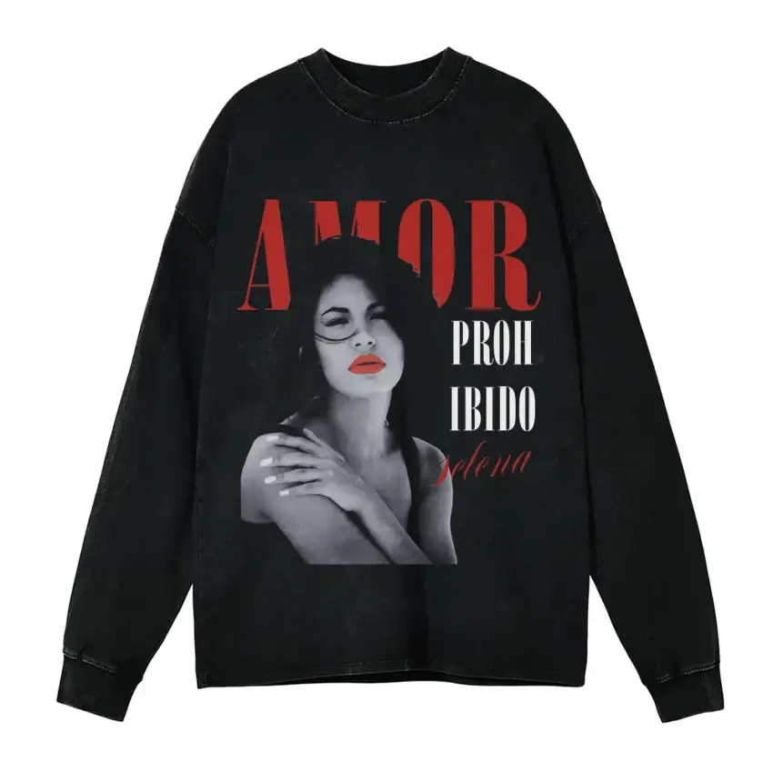 Lana Del Rey Red Rose Aicd Wash Oversized Long Sleeve Shirt