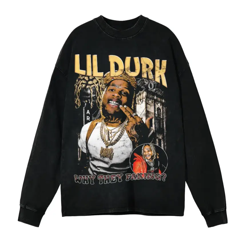 Lil Durk 7220 Era Aicd Wash Oversized Long Sleeve Shirt