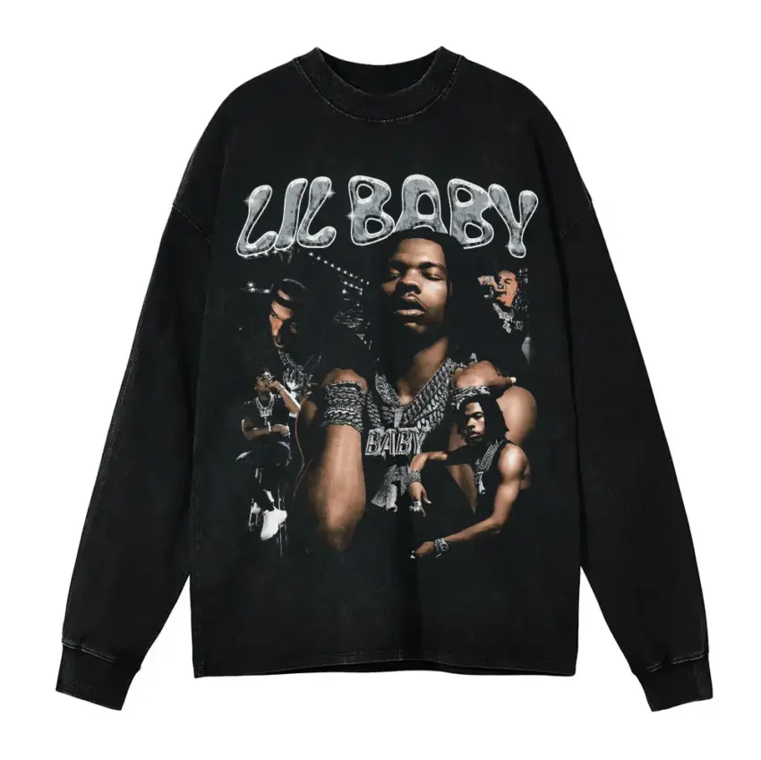 Lil Baby The Hero Aicd Wash Oversized Long Sleeve Shirt