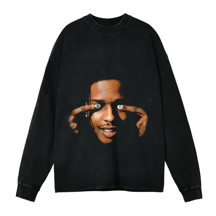 Lord Pretty Flacko Aicd Wash Oversized Long Sleeve Shirt