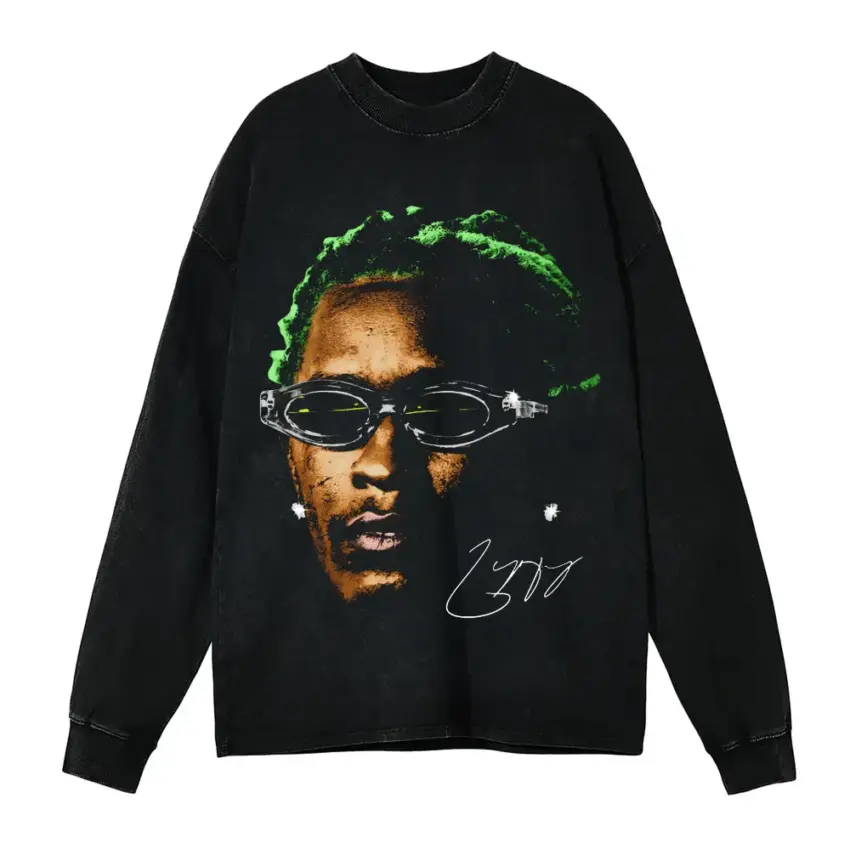 Luv Is Rage Aicd Wash Oversized Long Sleeve Shirt