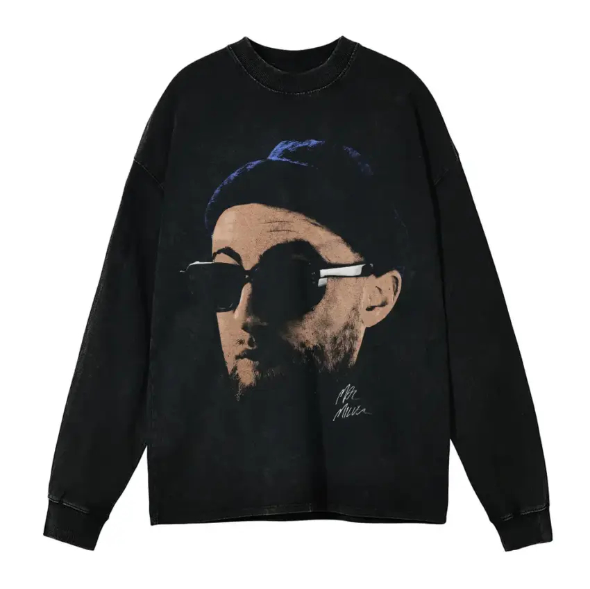 Mac Miller Self Care Aicd Wash Oversized Long Sleeve Shirt