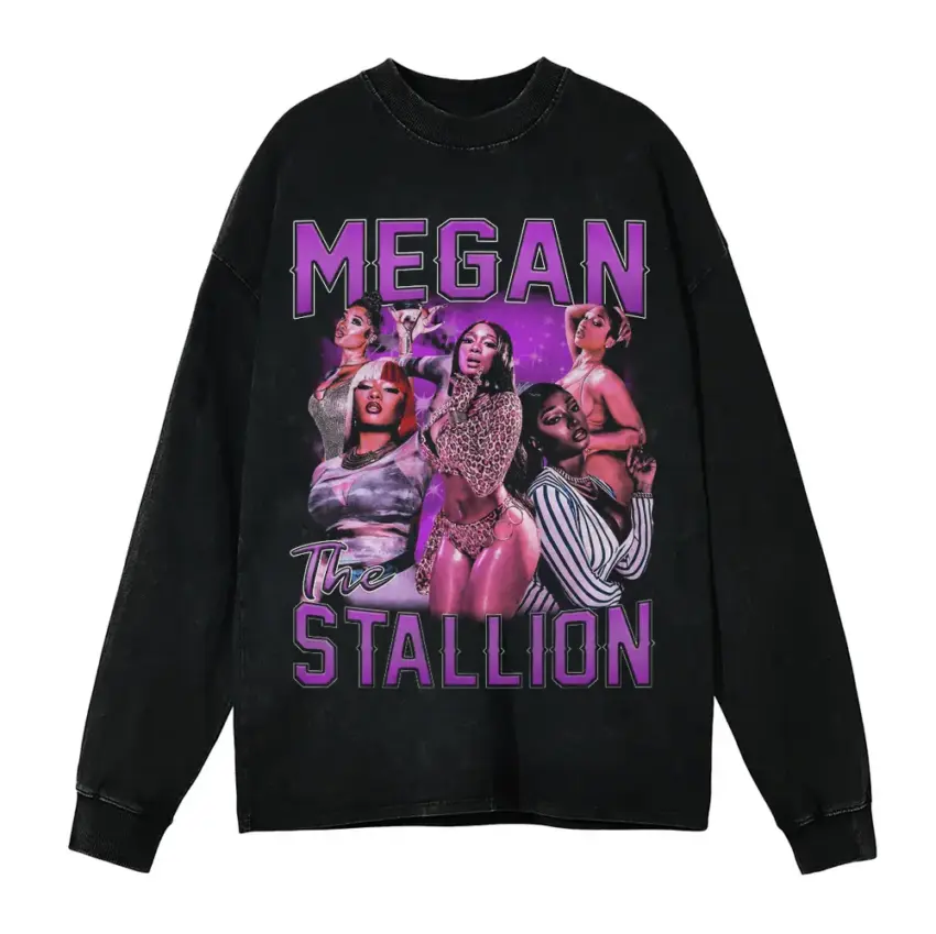 Megan Thee Stallion Hot Girl Aicd Wash Oversized Long Sleeve Shirt